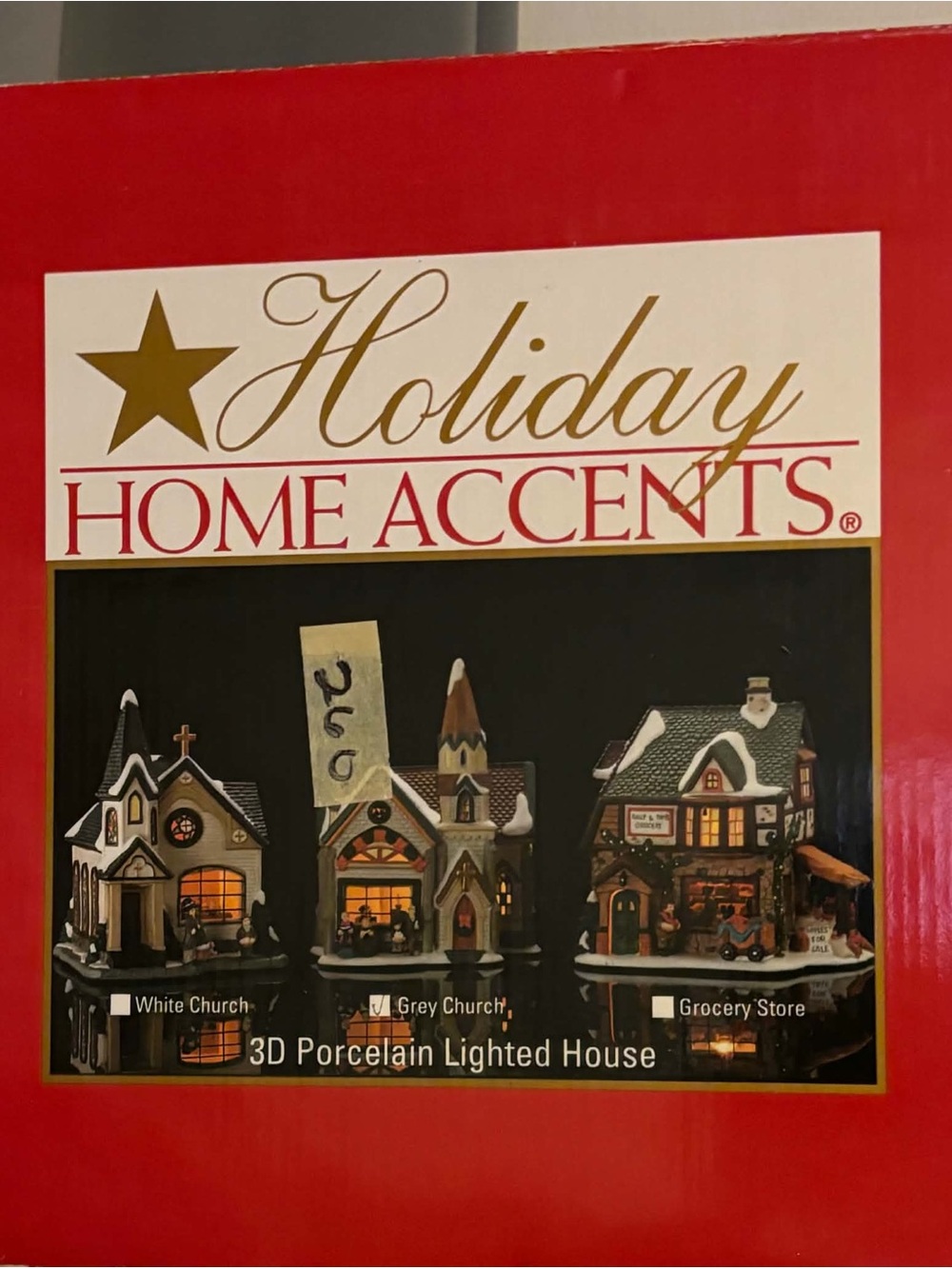 Holiday Home Accents Red 3D Porcelain Lighted House Set - Holiday Home Accents